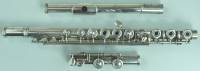 Silver plated Boehm system flute (with additions), signed 