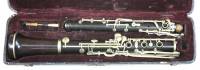 African blackwood German system oboe with german silver keywork, signed 