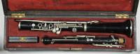 African blackwood (?) oboe with maillechort keywork, signed 